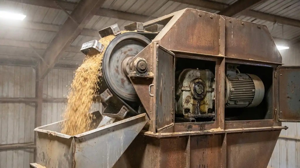 bucket elevator having grains