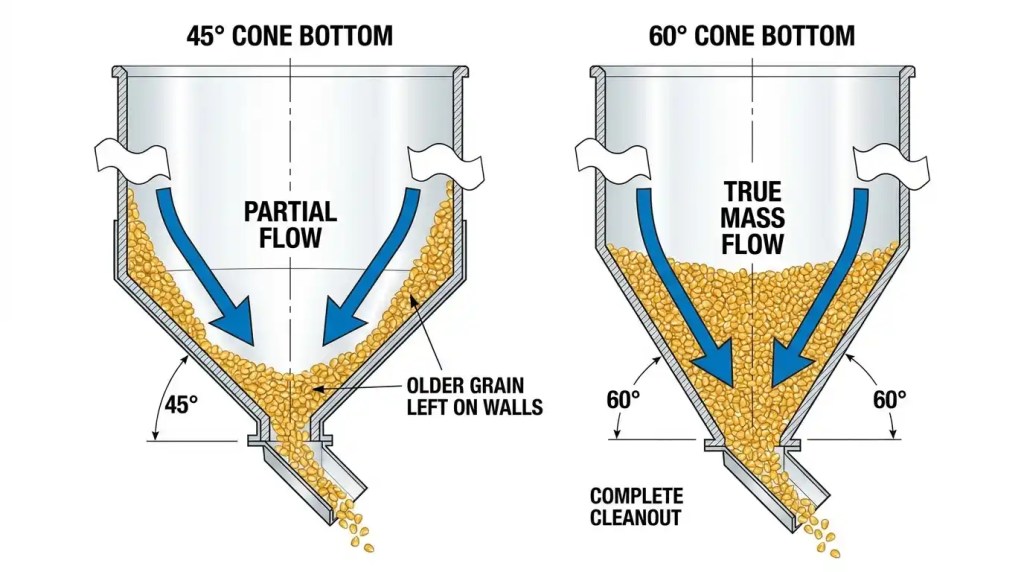 angel comparison of hopper bin or cone bin