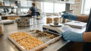 Technician_weighing_corn_dockage